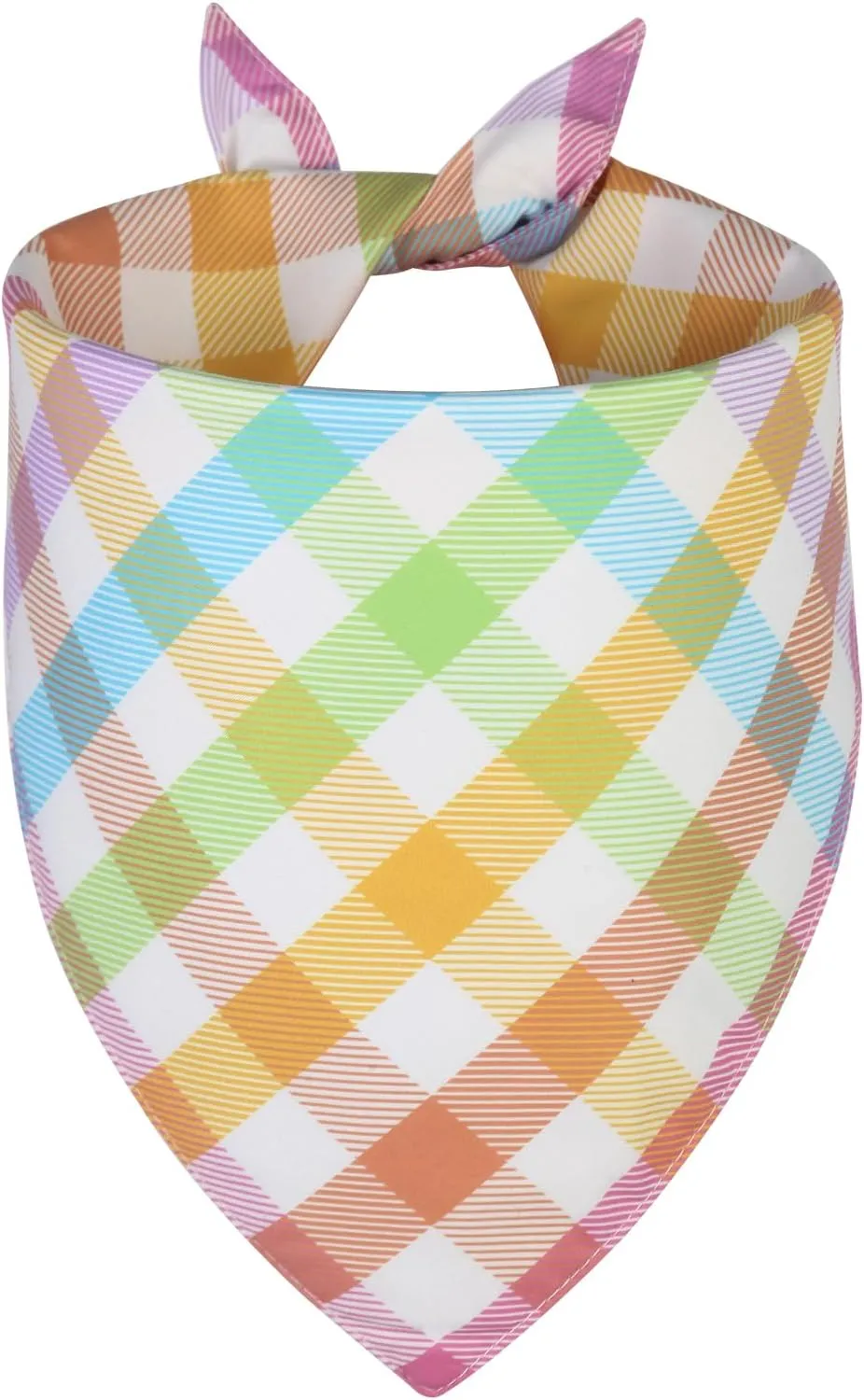 Spring Dog Bandana XLarge 1PCS, Colorful Plaid Dog Bandana, Easter Scarf for Boy and Girl, Summer Durable Triangle Reversible Bibs for Puppy Pet
