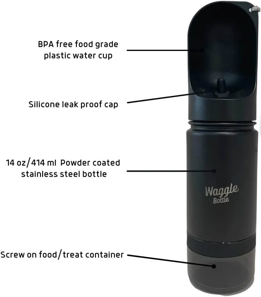 Stainless Steel Dog Travel Water Bottle, Vacuum Insulated Portable Dog Water Dispenser, Drink Cup and Snack Container On The Go, Outdoor Walking, Hiking, Travel (Lavender)