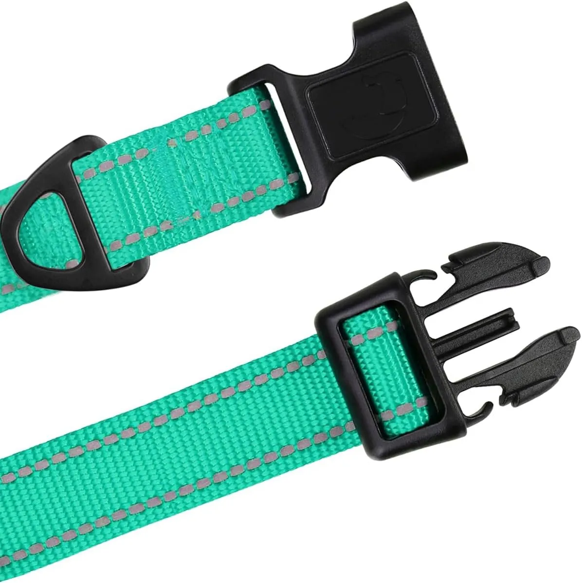 TagME Reflective Nylon Dog Collars, Adjustable Classic Pet Collar with Quick Release Buckle for Small Dogs, Turquoise, 5/8" Width
