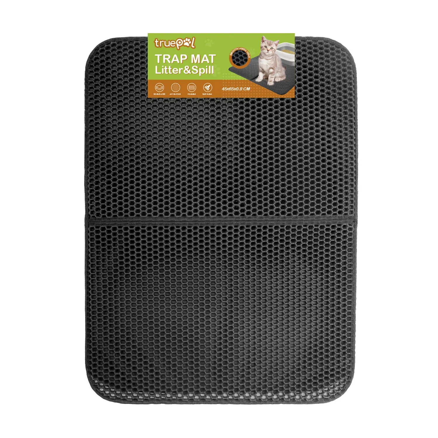 truepal Double-Layer Cat Litter Mat 65 x 45cm Waterproof Trapper Foldable Pad Pet Rug