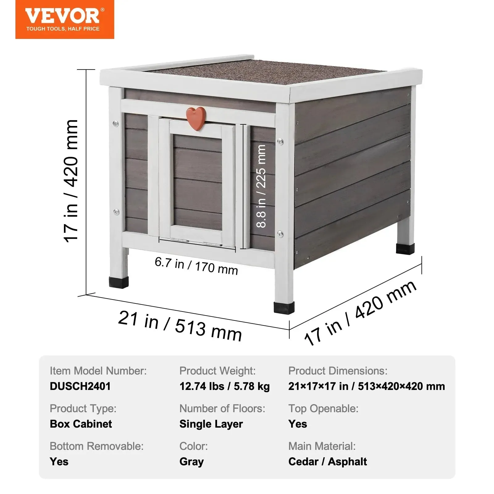 VEVOR Outdoor Cat House - Weatherproof Wooden Shelter