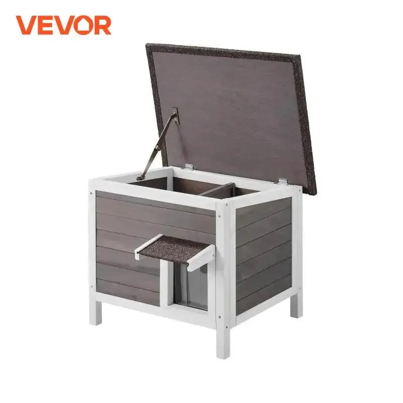 VEVOR Outdoor Cat House - Weatherproof Wooden Shelter