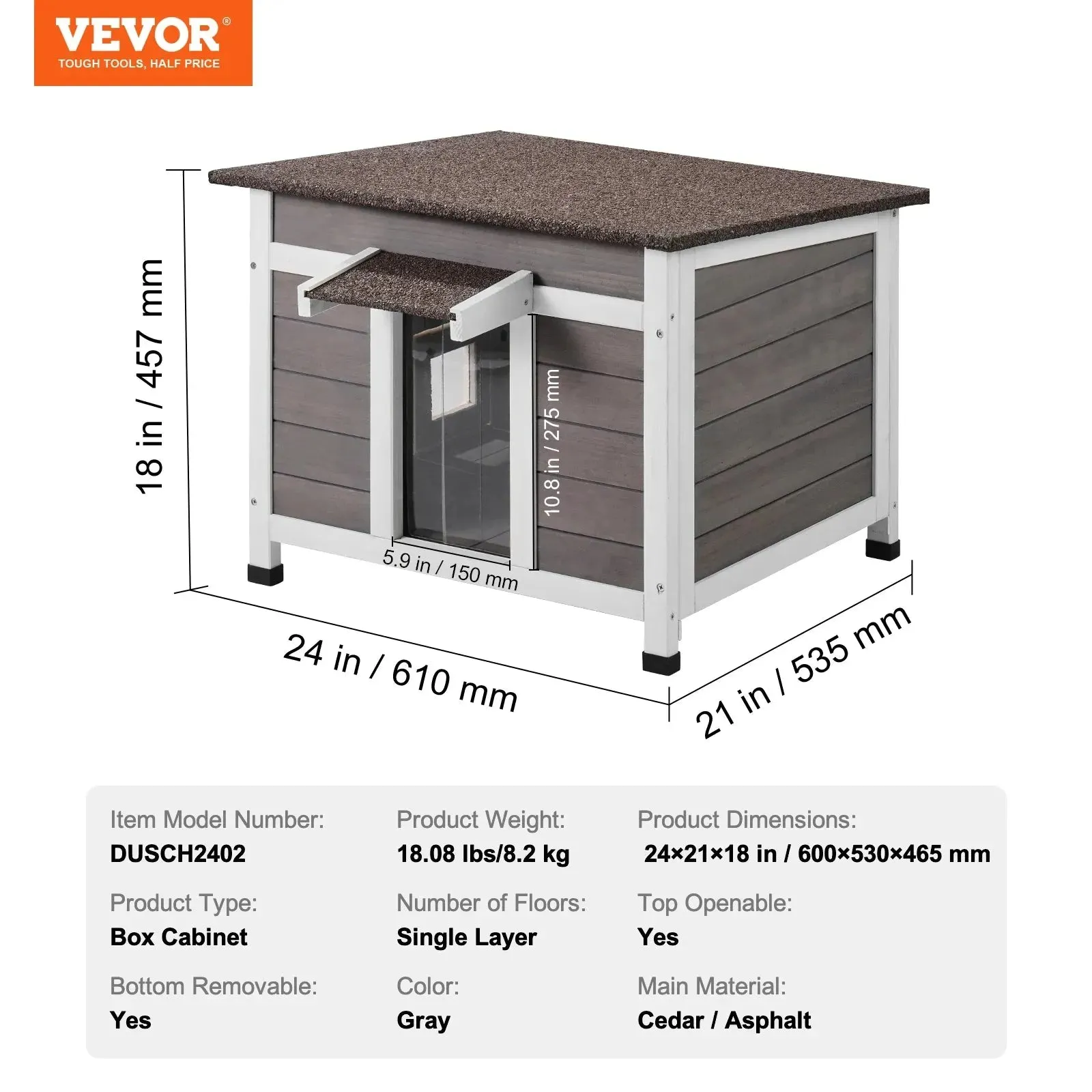 VEVOR Outdoor Cat House - Weatherproof Wooden Shelter