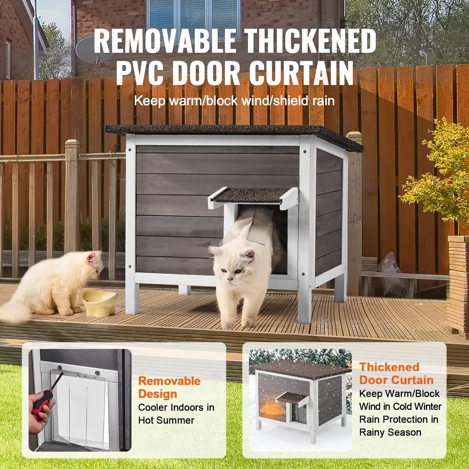 VEVOR Outdoor Cat House - Weatherproof Wooden Shelter