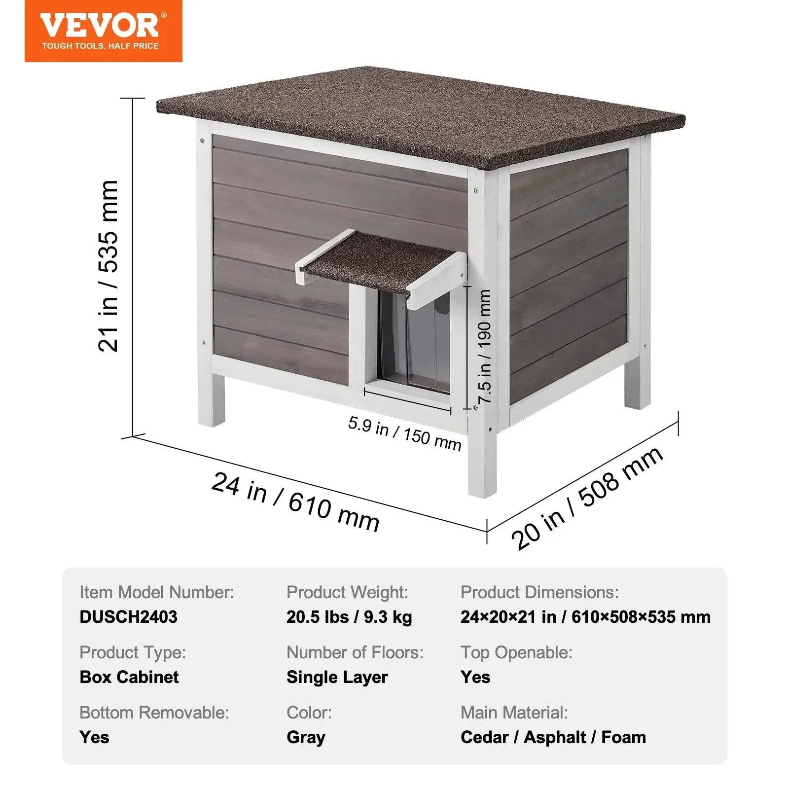 VEVOR Outdoor Cat House - Weatherproof Wooden Shelter