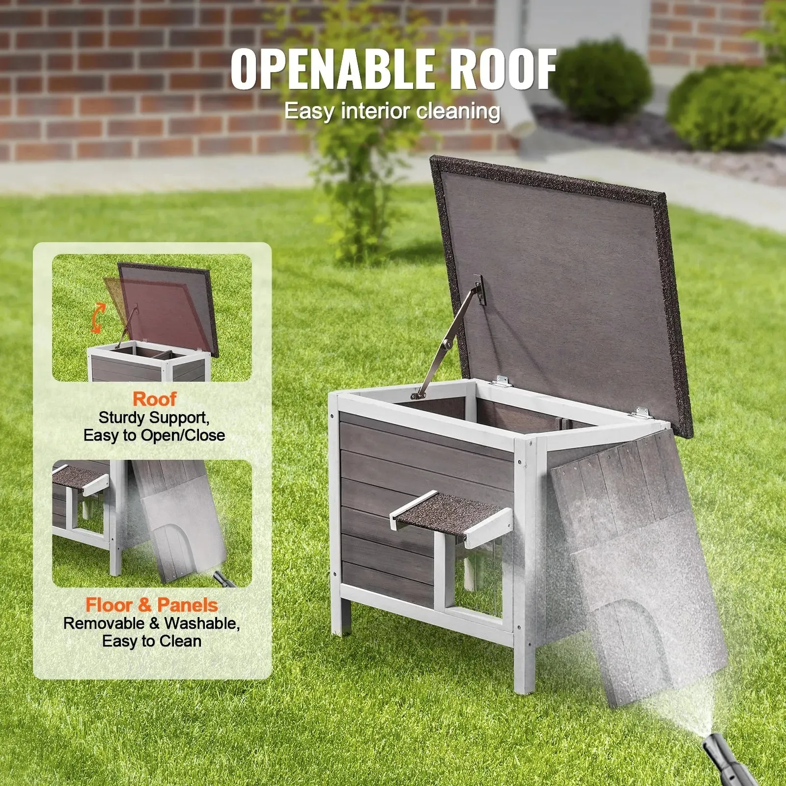 VEVOR Outdoor Cat House - Weatherproof Wooden Shelter