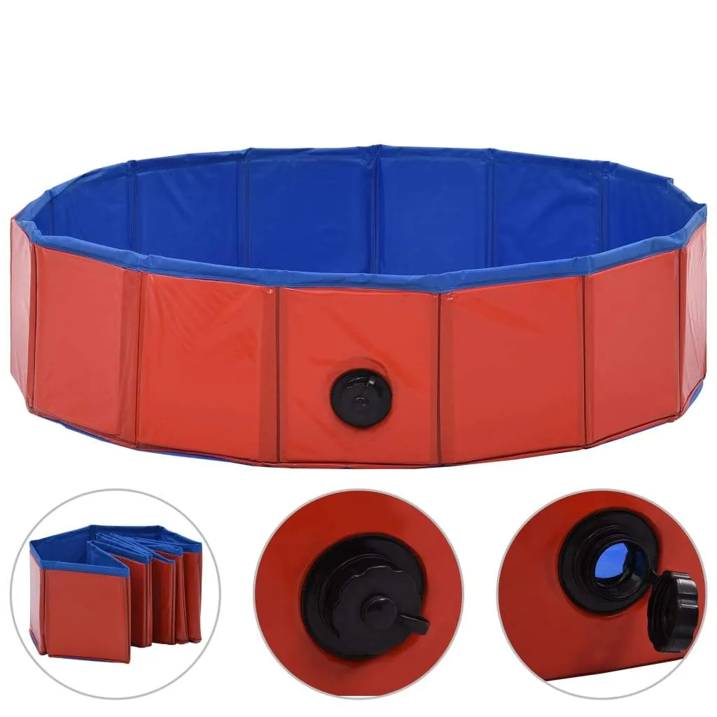 vidaXL Foldable Dog Swimming Pool PVC Animal Pet Supply Red/Blue Multi Sizes
