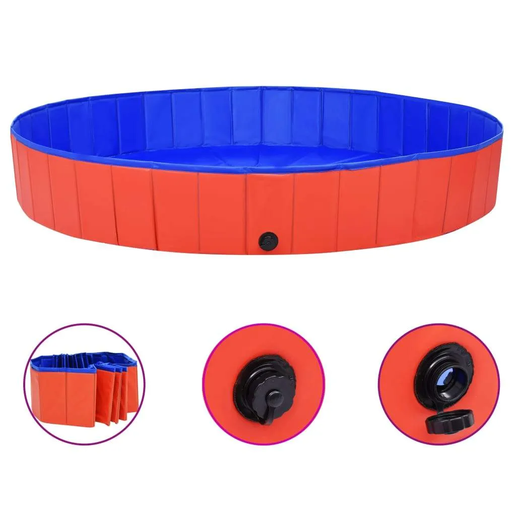 vidaXL Foldable Dog Swimming Pool PVC Animal Pet Supply Red/Blue Multi Sizes