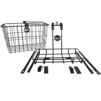 Wald Basket/Rack,Frnt,3339,Blk W/3133 Basket On A Nice Rack #3339 Front Basket & Rack Combo Wald Baskets