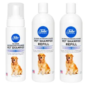 Waterless No-Rinse Foaming Pet Shampoo For Dogs– Cleans, Conditions & Moisturizes   2 Refill Bottles