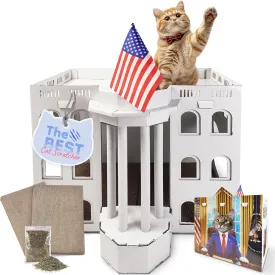 White Cardboard Cat Houses for Indoor Cats, 2 Cat Scratching Mat & Nips Organic - Cat House Cardboard - Cat Scratcher Box - Casa para Gatos - Cat Cube