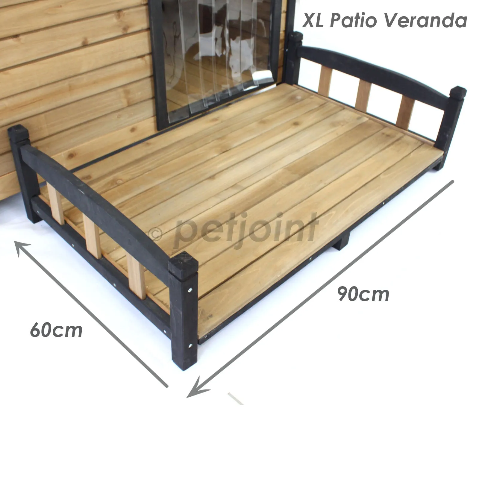 Wooden Patio Verandah Run for XL Peak Roof Wooden Kennel