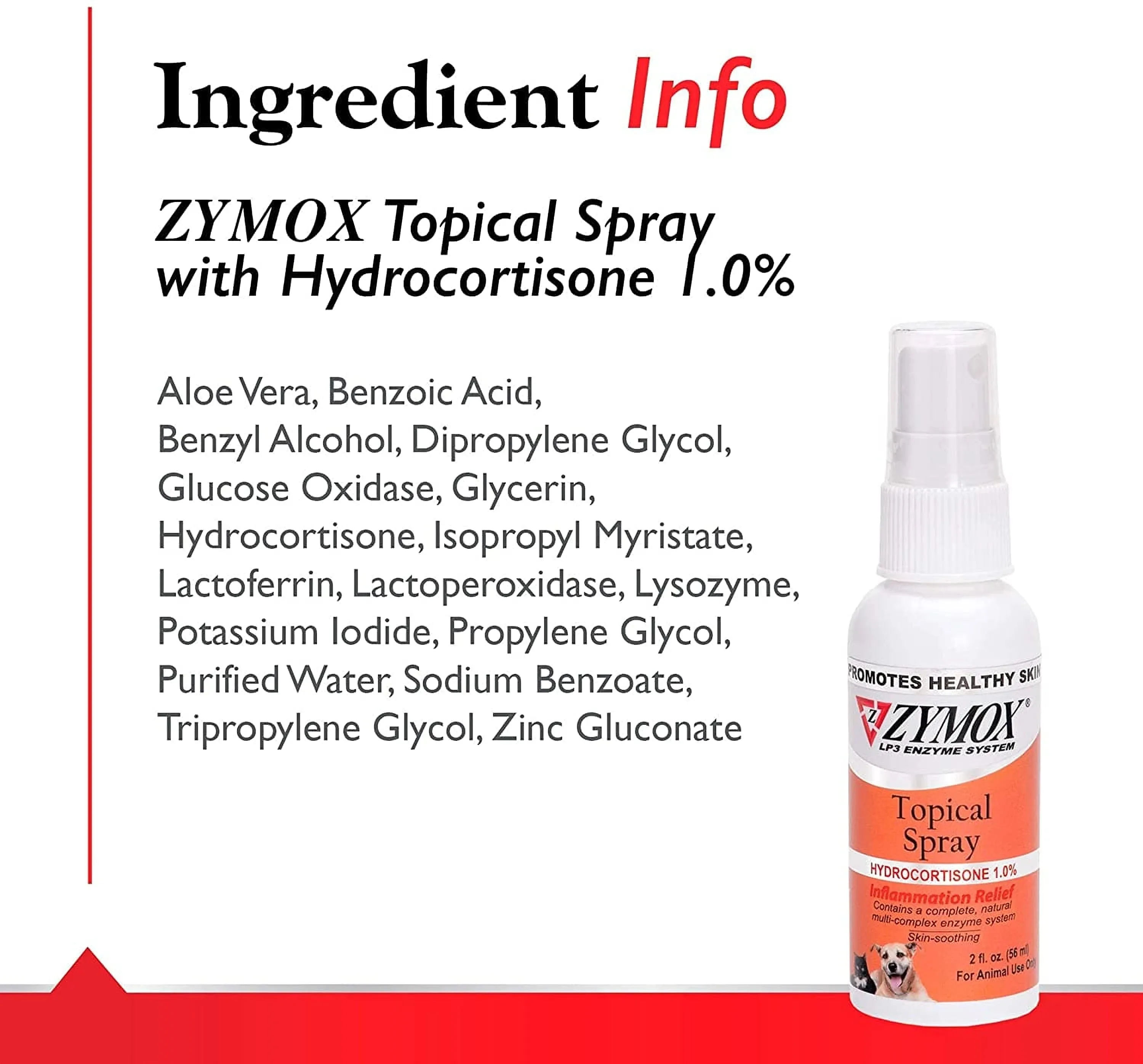 Zymox Veterinary Strength Topical Spray Hydrocortisone 1.0% for Dogs & Cats (2 oz)